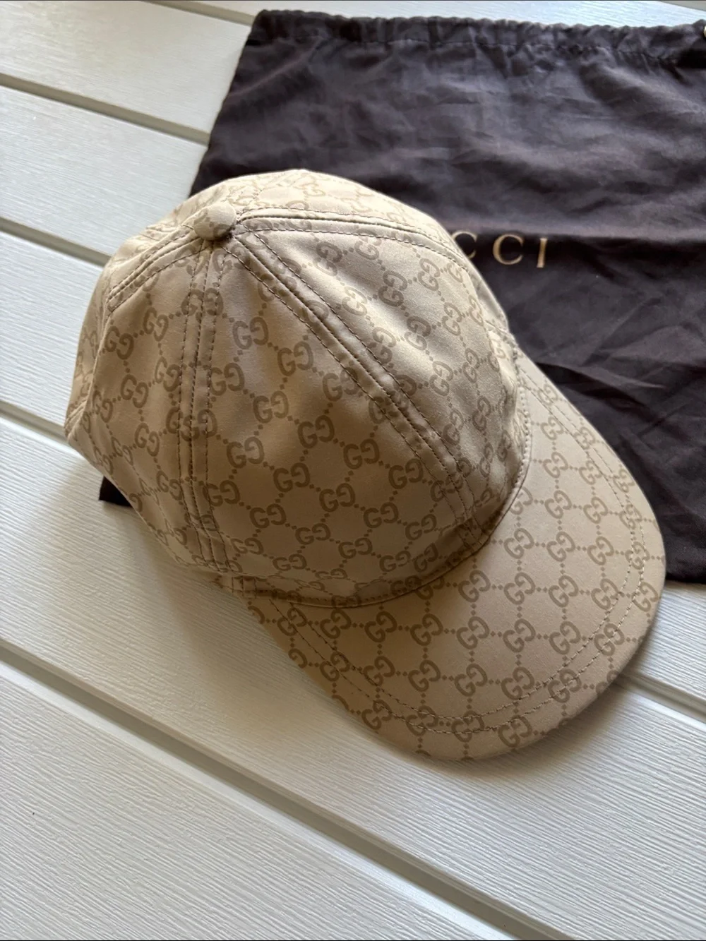 Gucci Beige GG Monogram Baseball Cap